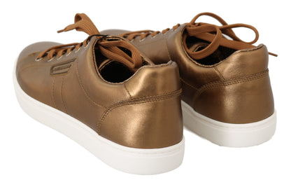 Baskets décontractées en cuir doré Dolce & Gabbana pour homme