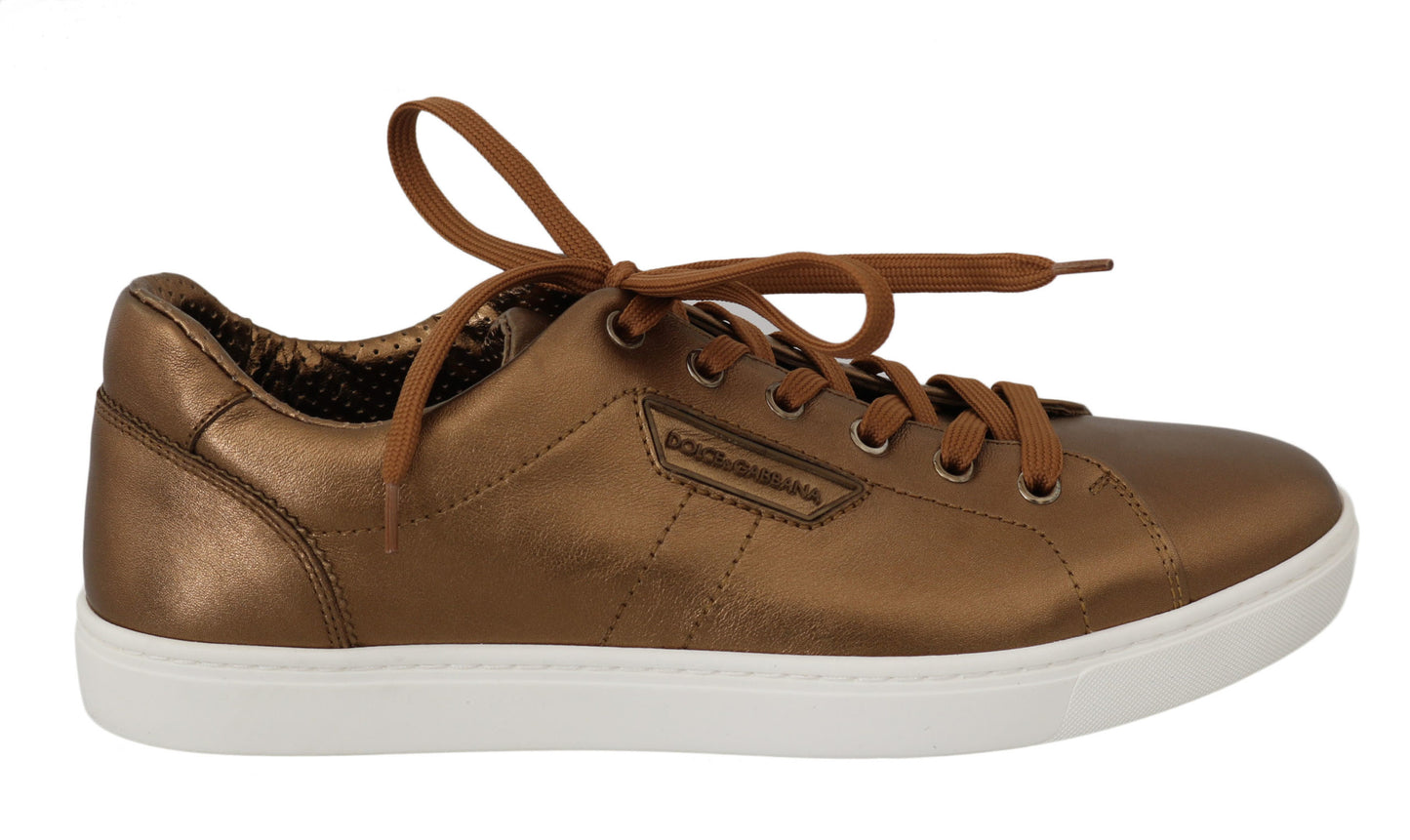 Baskets décontractées en cuir doré Dolce & Gabbana pour homme