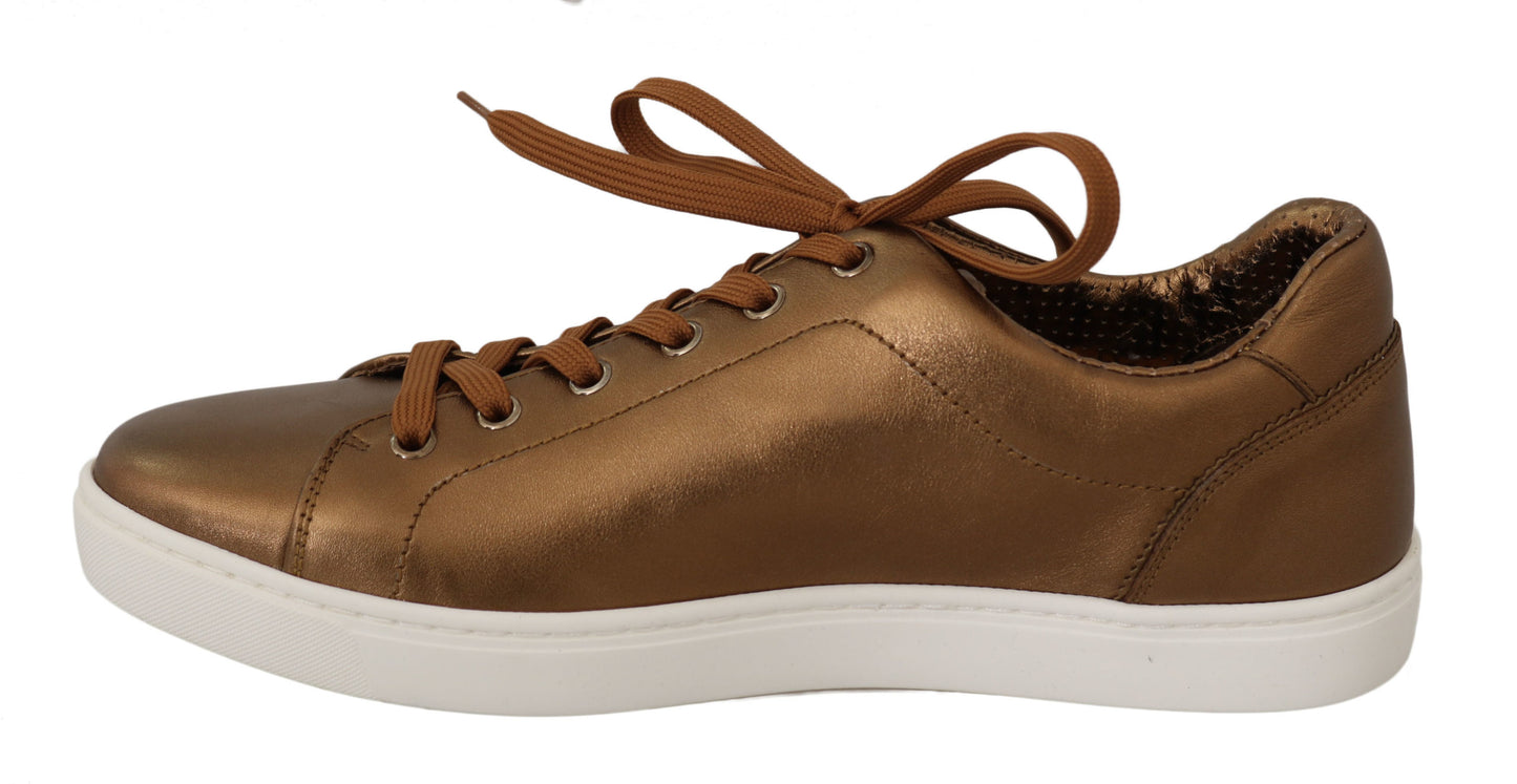 Baskets décontractées en cuir doré Dolce & Gabbana pour homme