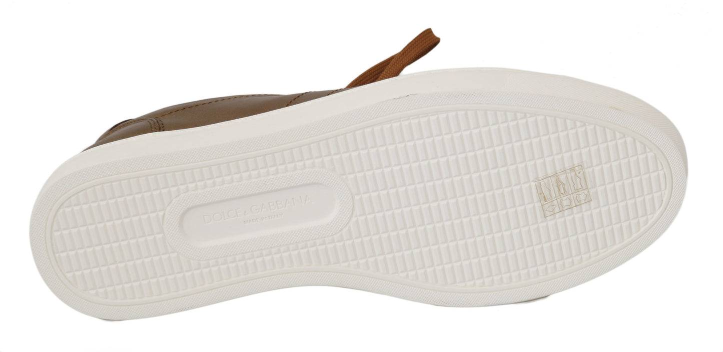 Baskets décontractées en cuir doré Dolce & Gabbana pour homme
