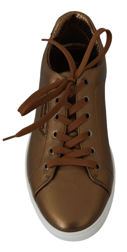 Baskets décontractées en cuir doré Dolce & Gabbana pour homme