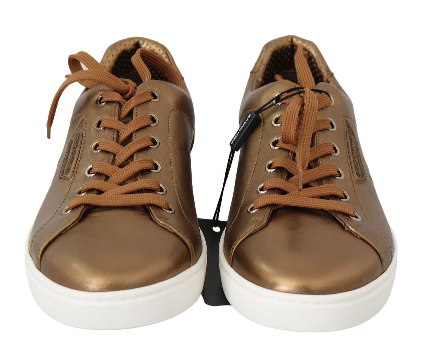 Baskets décontractées en cuir doré Dolce & Gabbana pour homme