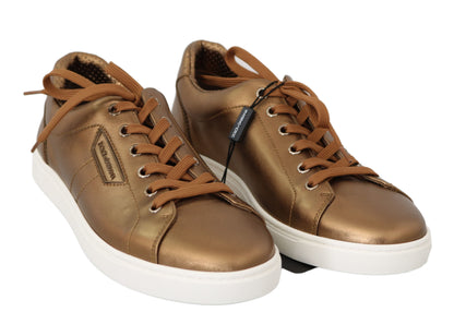 Baskets décontractées en cuir doré Dolce & Gabbana pour homme