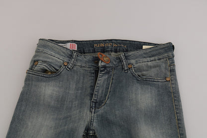 PLEIN SUD Blue Washed Low Waist Slim Fit Skinny Denim Casual Jeans