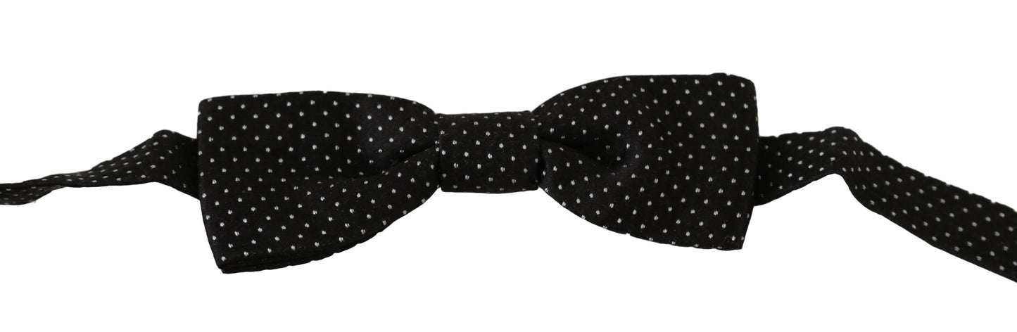 Nœud papillon pour homme en soie à pois noirs réglable Dolce & Gabbana