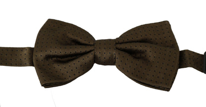 Nœud papillon en soie marron à pois Dolce & Gabbana réglable pour homme