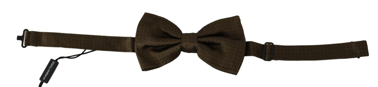 Nœud papillon en soie marron à pois Dolce & Gabbana réglable pour homme