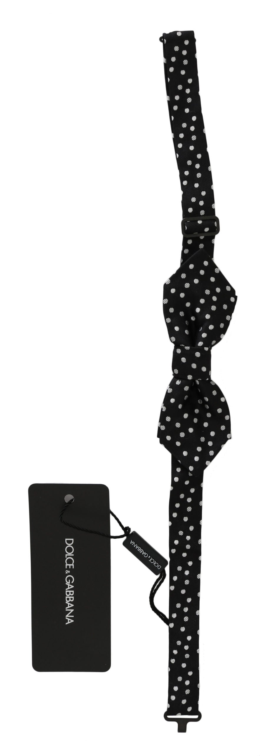 Nœud Papillon Réglable Homme en Soie Noire à Pois Dolce & Gabbana