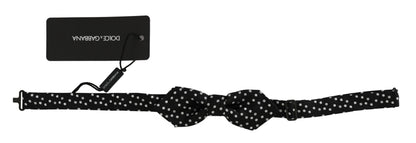 Nœud Papillon Réglable Homme en Soie Noire à Pois Dolce & Gabbana