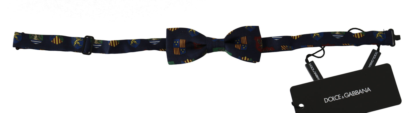 Nœud papillon pour homme Dolce & Gabbana Blue Flags 100 % soie réglable