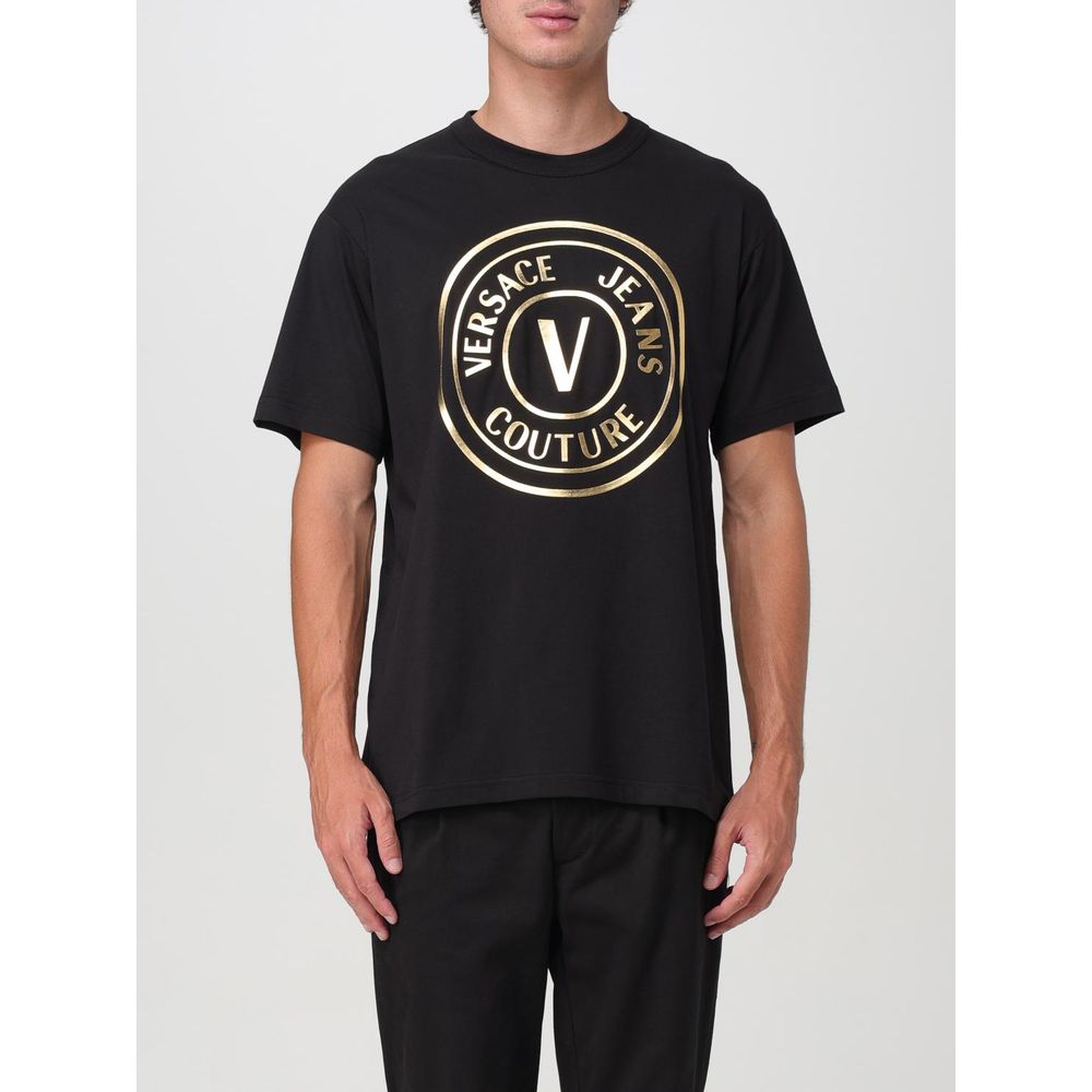 Camiseta negra de algodón Versace Jeans