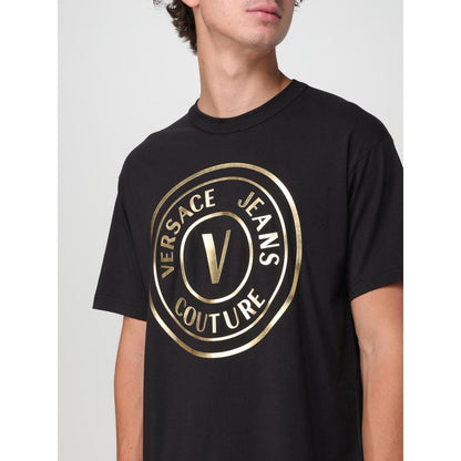 Camiseta negra de algodón Versace Jeans