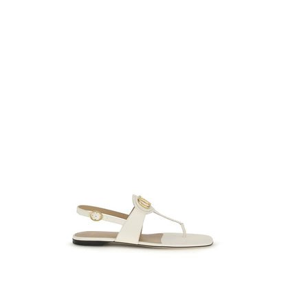 Sandales plates Valentino Garavani en cuir de veau beige
