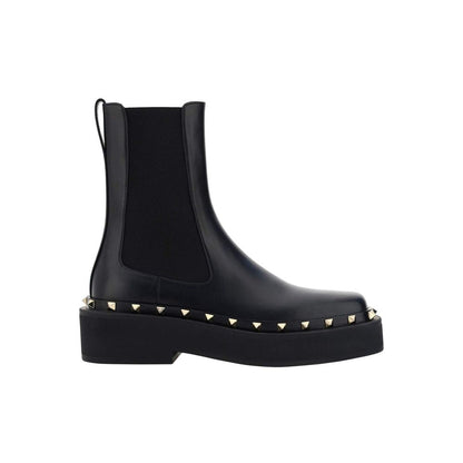 Botas planas Valentino Garavani de piel de becerro negras