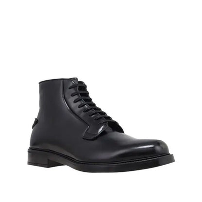 Prada Black Calfskin Lace-Up Boots