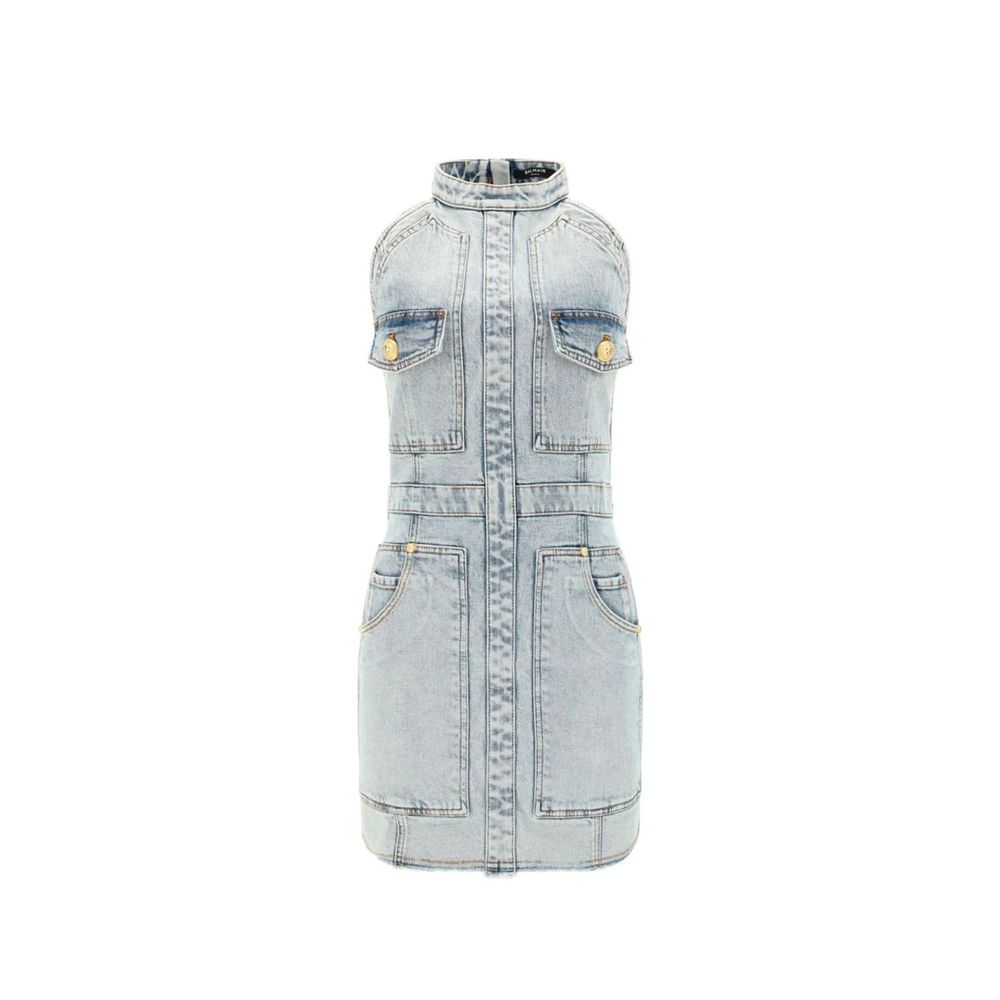 Vestido informal Balmain de algodón azul