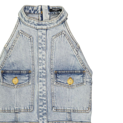 Vestido informal Balmain de algodón azul