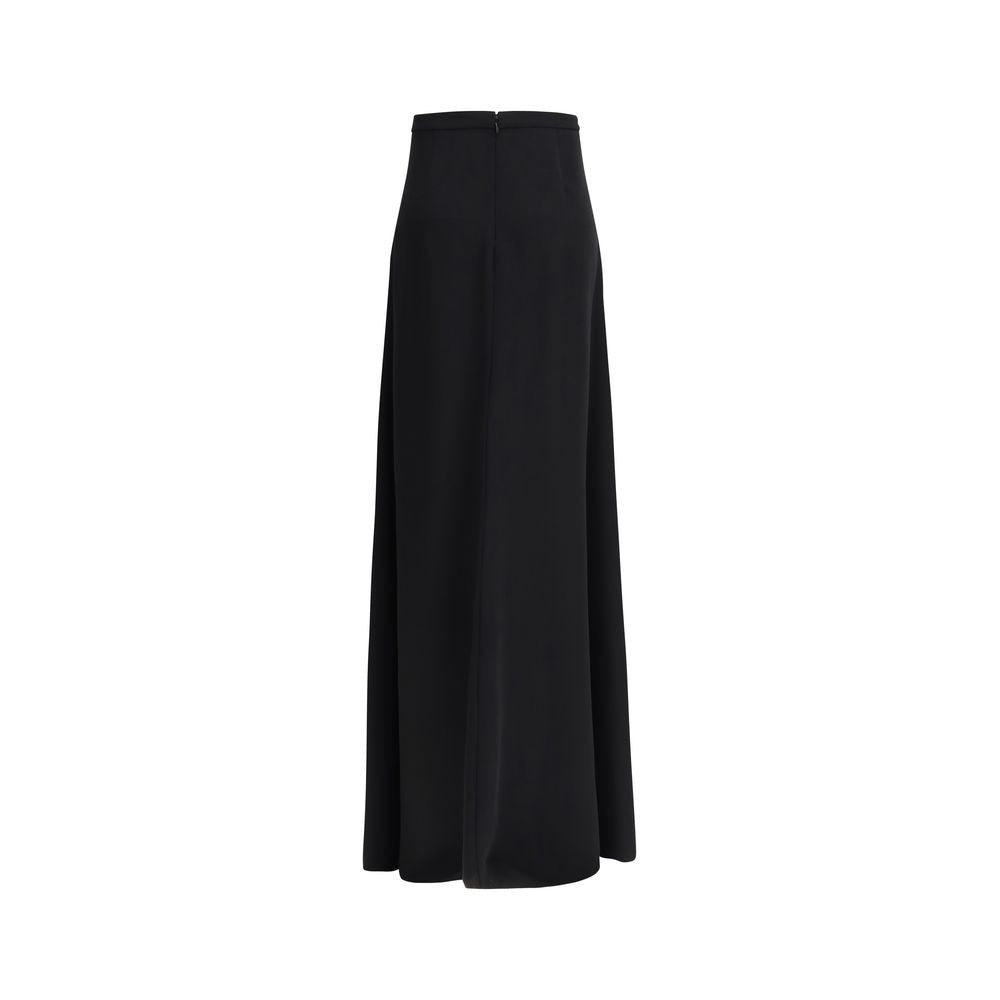 Falda larga de seda negra Valentino