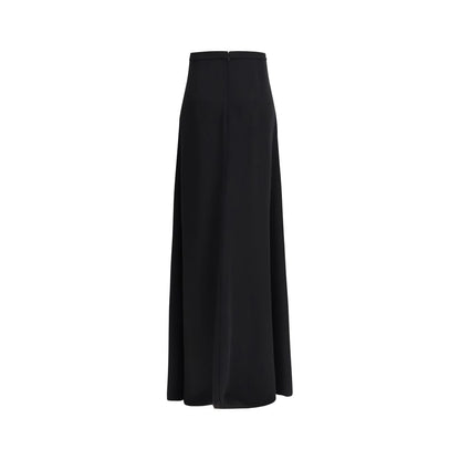 Falda larga de seda negra Valentino