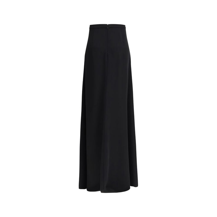 Falda larga de seda negra Valentino