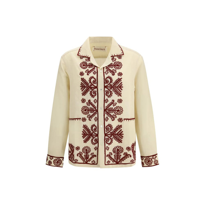 Baziszt Beige Hemp Pattern Shirt