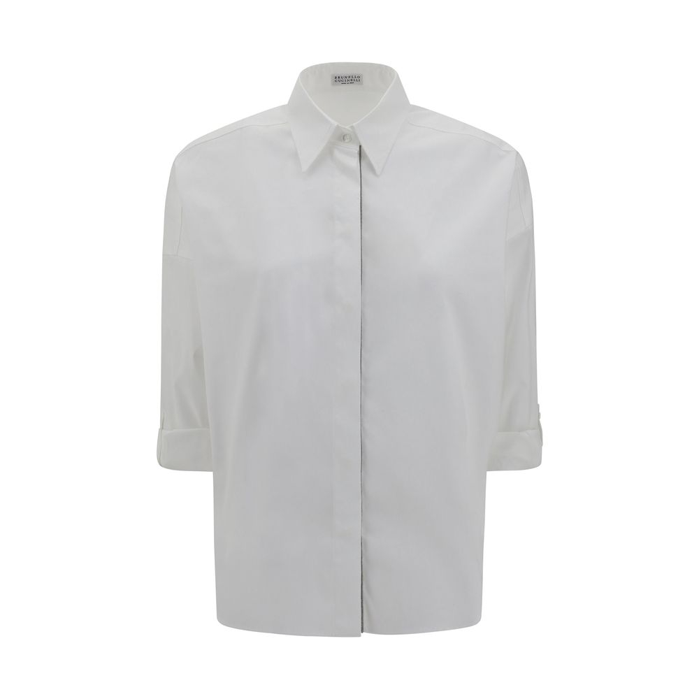 Camisa de vestir blanca de algodón Brunello Cucinelli