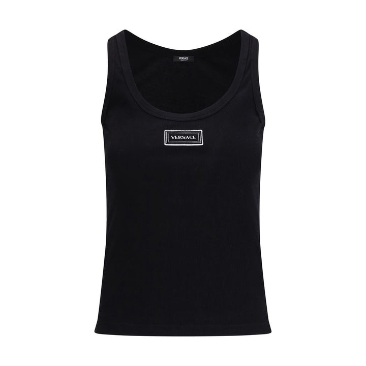 Versace Black Cotton Tank Tops