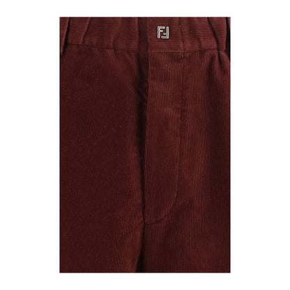 Pantalon décontracté Fendi en coton bordeaux