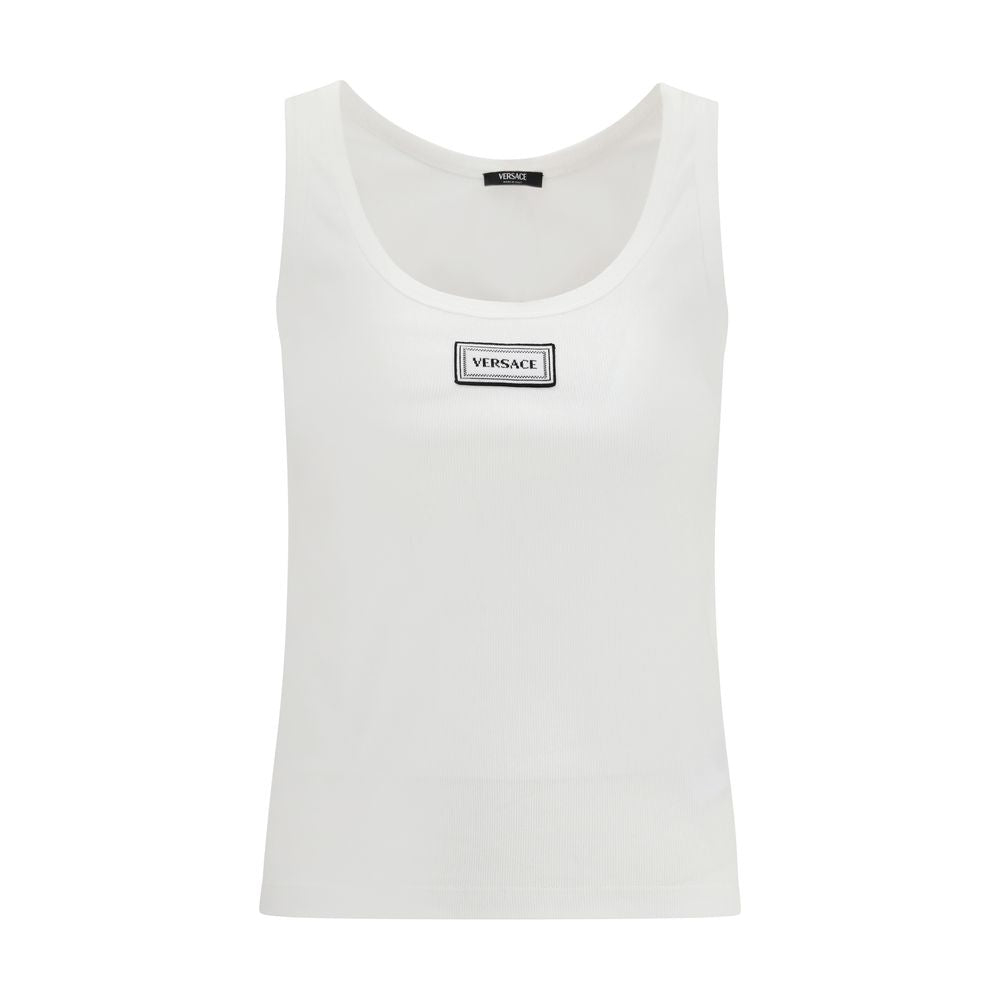 Camisetas sin mangas de algodón blancas de Versace