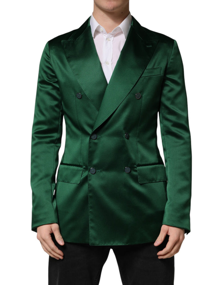 Veste blazer croisée en satin vert Dolce & Gabbana