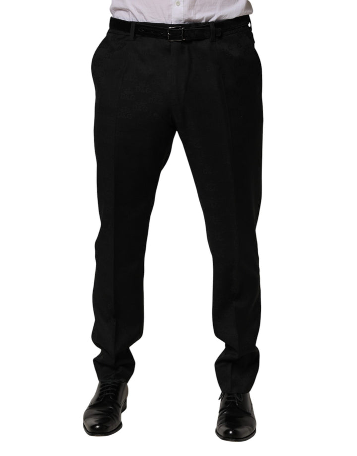 Pantalon de costume ajusté en laine noire Dolce & Gabbana