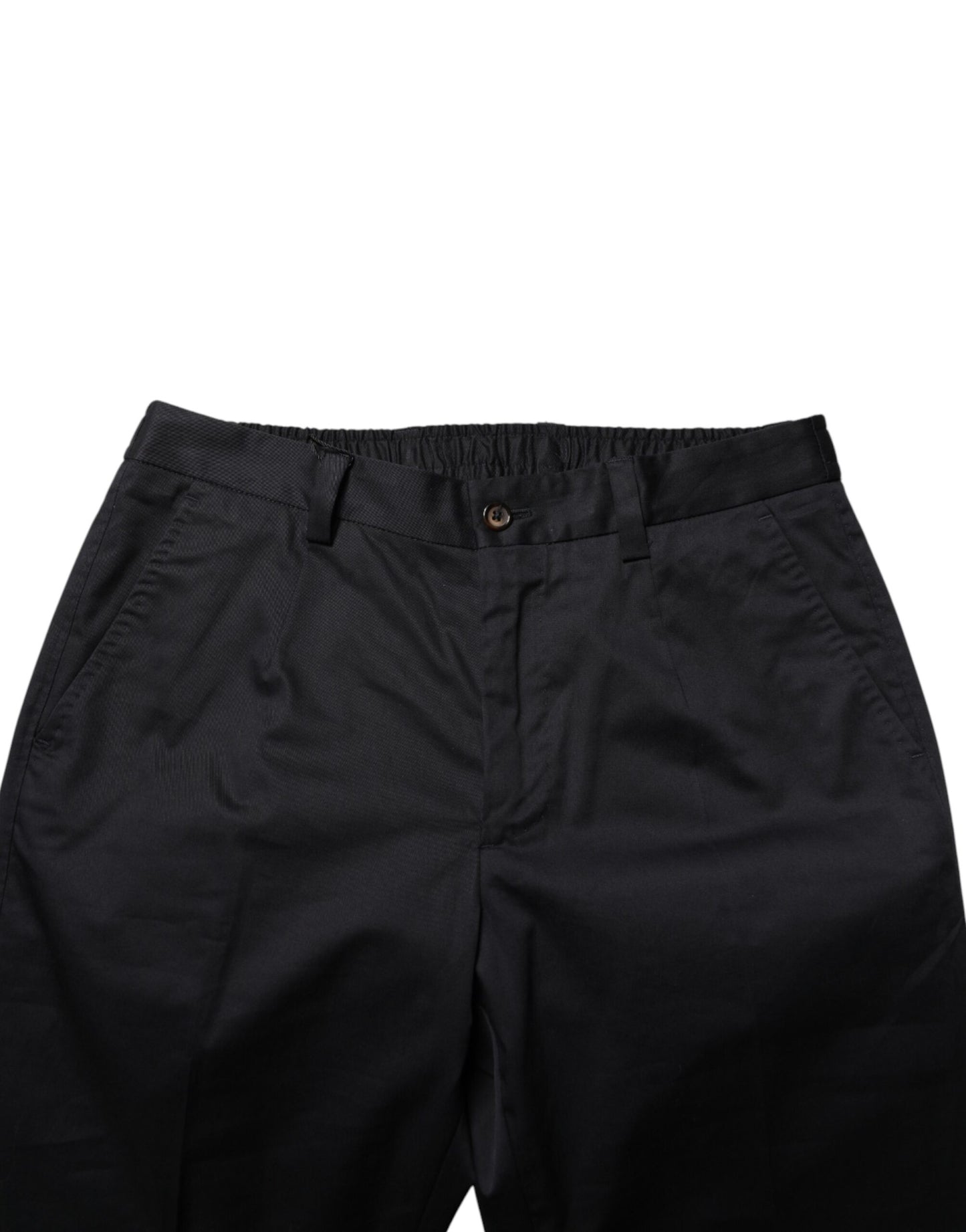 Dolce & Gabbana Pantalones de Vestir Ajustados de Algodón Azul Oscuro