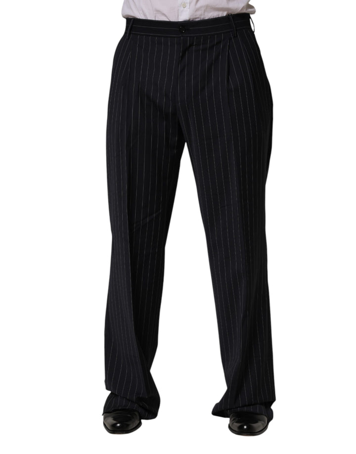 Pantalon habillé droit à rayures noires Dolce & Gabbana pour hommes