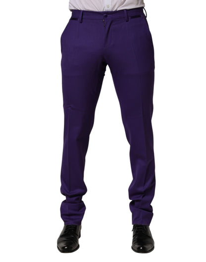 Pantalones de traje Dolce & Gabbana morados de lana ajustados para hombre