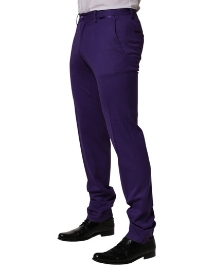 Pantalones de traje Dolce & Gabbana morados de lana ajustados para hombre