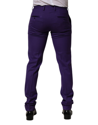 Pantalones de traje Dolce & Gabbana morados de lana ajustados para hombre
