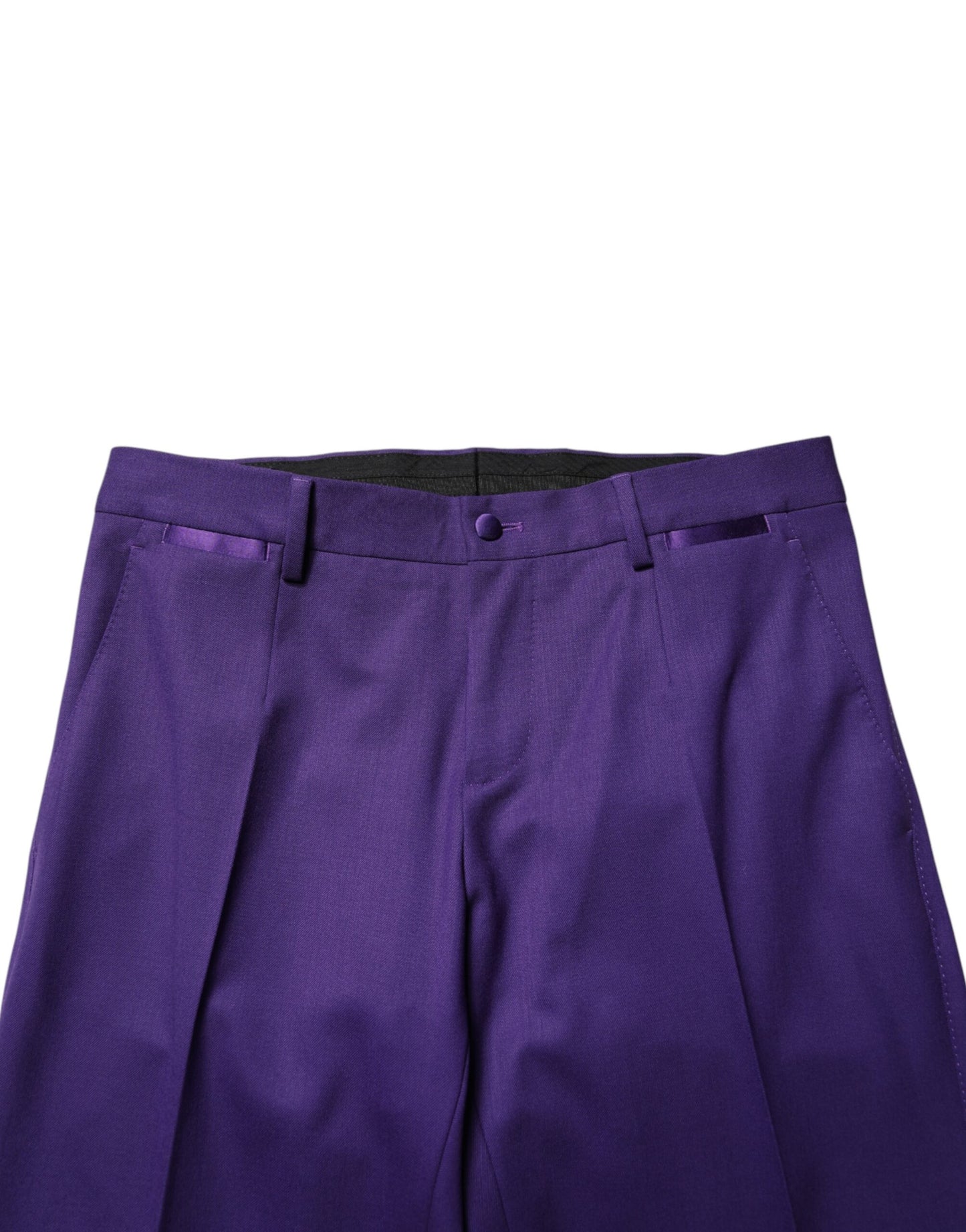 Pantalones de traje Dolce & Gabbana morados de lana ajustados para hombre
