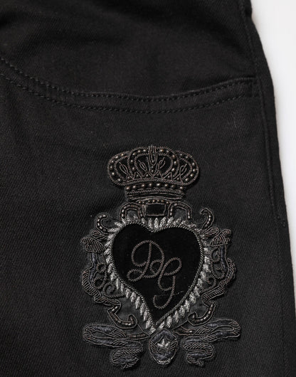 Dolce & Gabbana Vaqueros ajustados de hombre negros con corazón sagrado