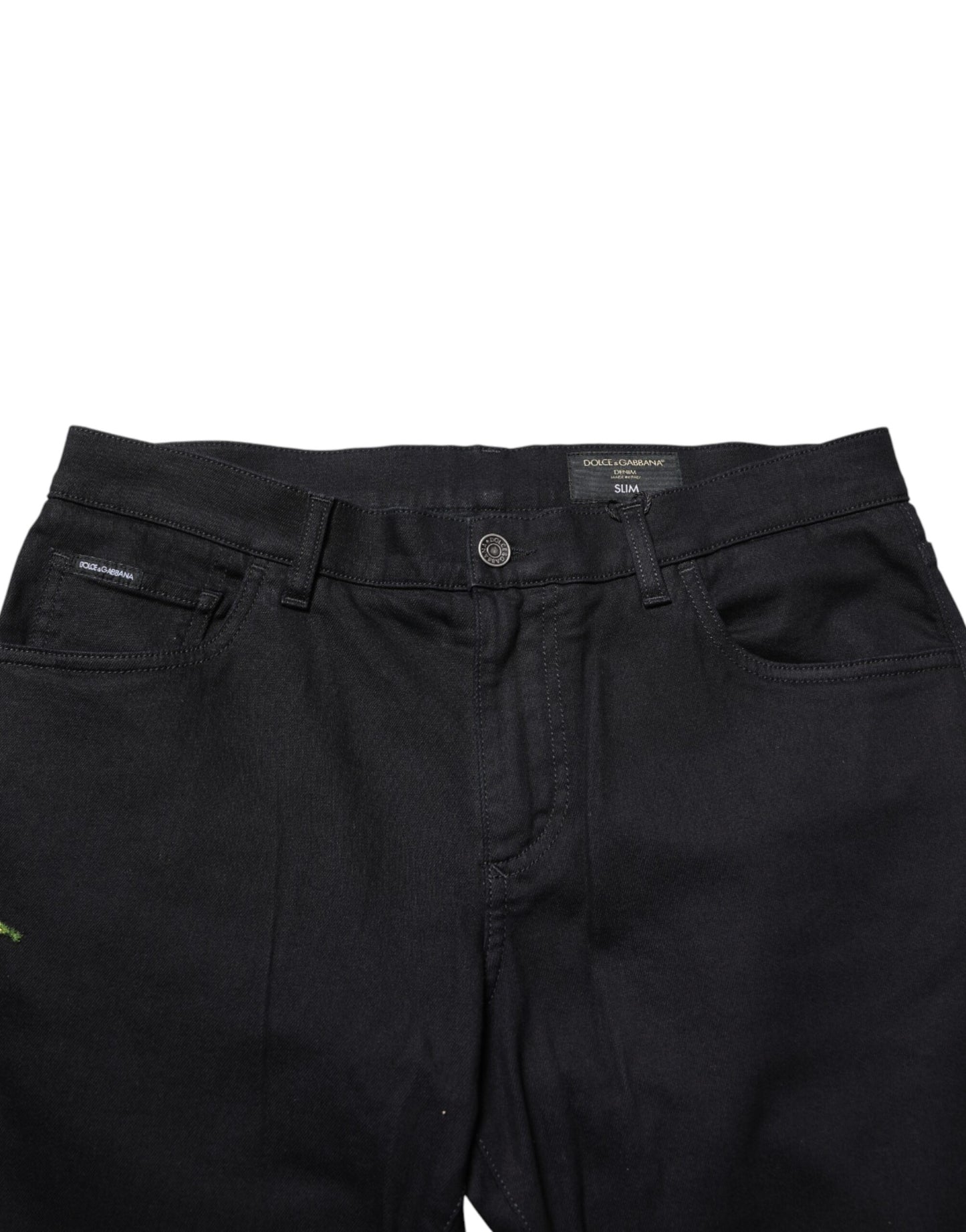 Dolce & Gabbana Vaqueros ajustados de hombre de algodón con estampado floral negros