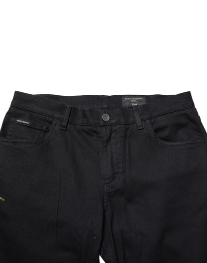 Dolce & Gabbana Vaqueros ajustados de hombre de algodón con estampado floral negros