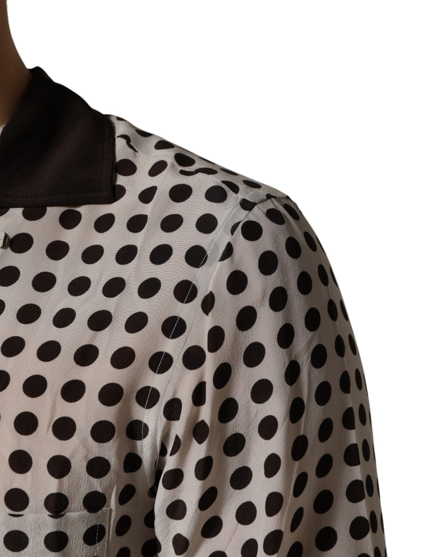 Camisa informal de seda para hombre Dolce & Gabbana blanca con lunares negros