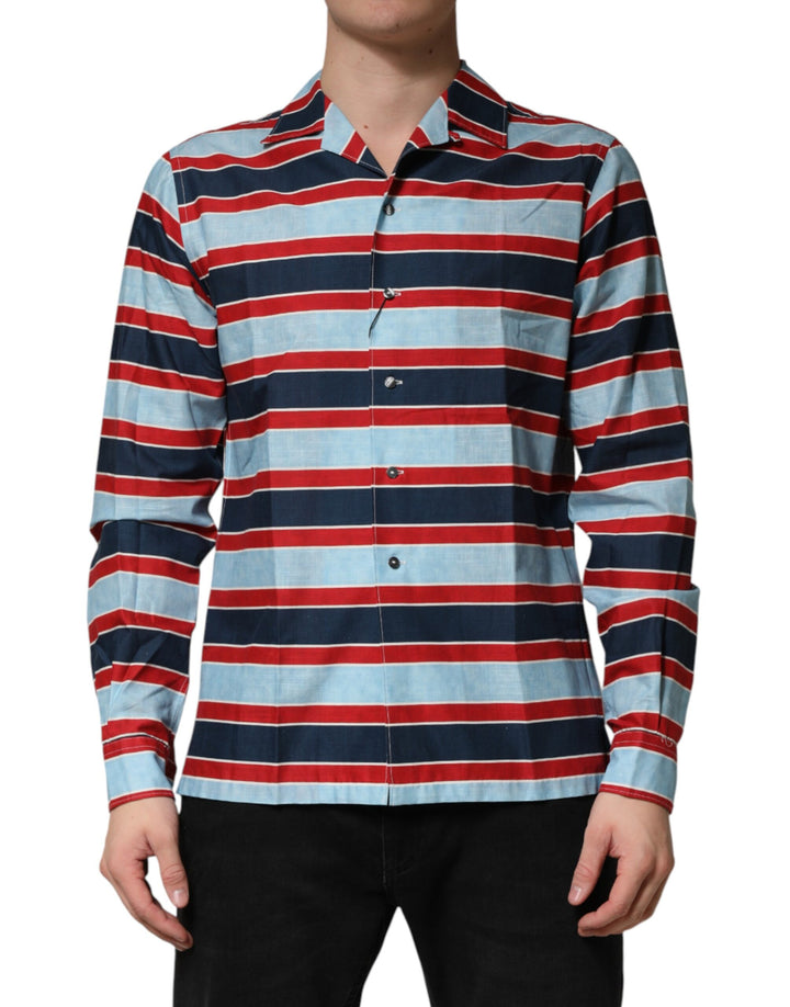 Chemise boutonnée en coton à rayures multicolores Dolce & Gabbana pour homme