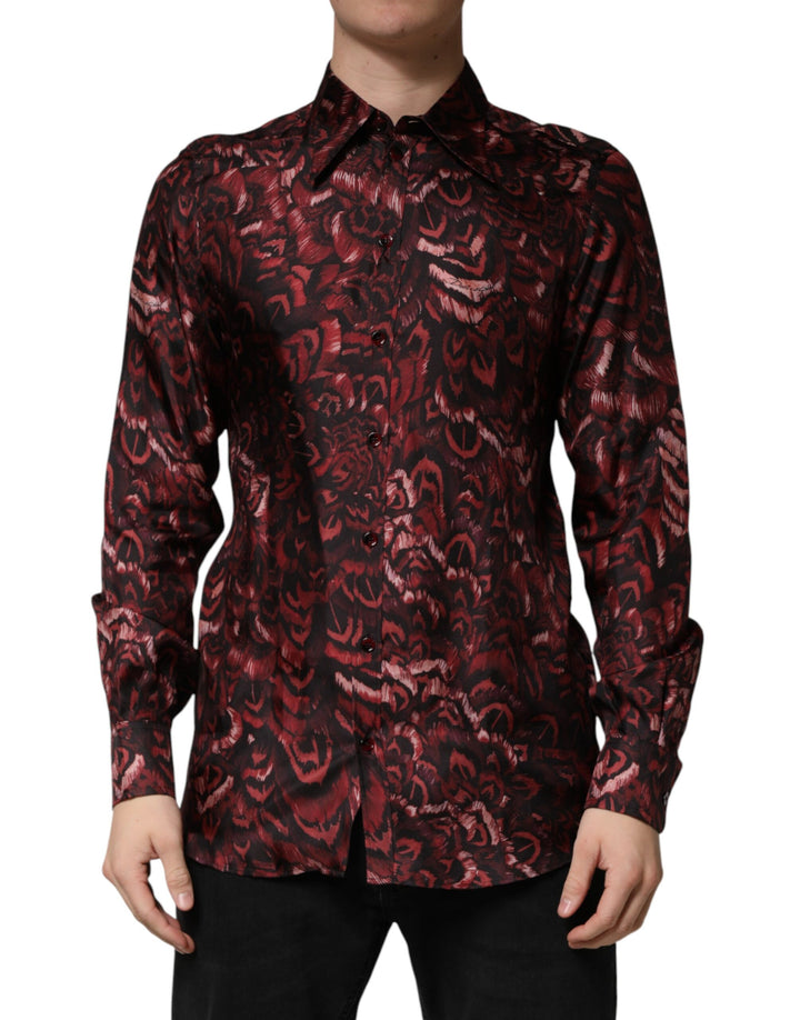 Chemise habillée pour homme à col à motifs bordeaux Dolce & Gabbana