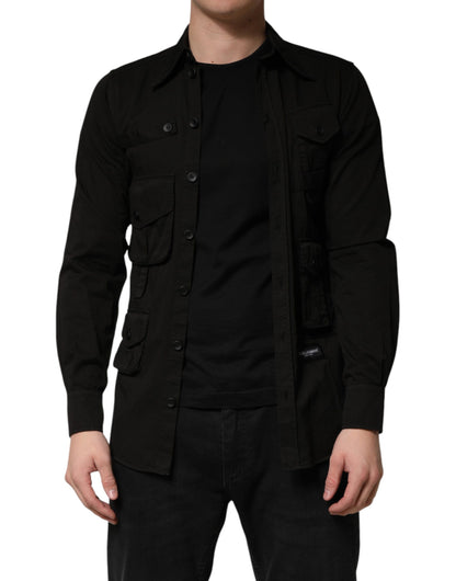 Camisa de hombre Dolce & Gabbana de algodón negro con cuello y botones