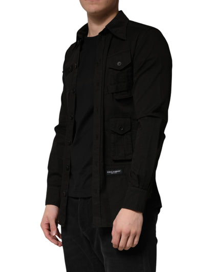 Camisa de hombre Dolce & Gabbana de algodón negro con cuello y botones