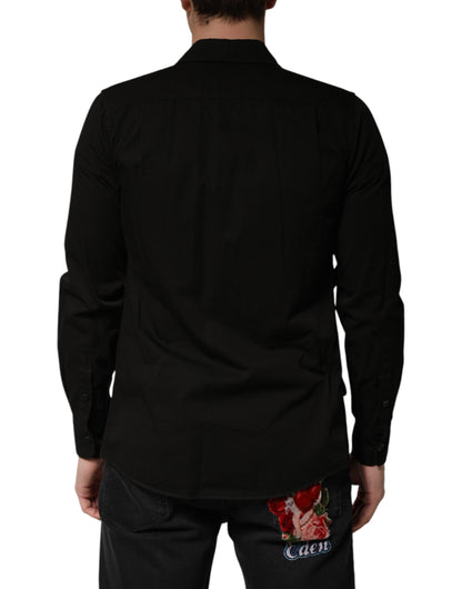 Camisa de hombre Dolce & Gabbana de algodón negro con cuello y botones