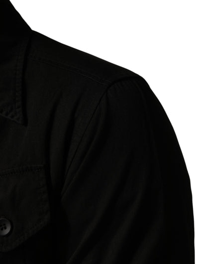 Camisa de hombre Dolce & Gabbana de algodón negro con cuello y botones