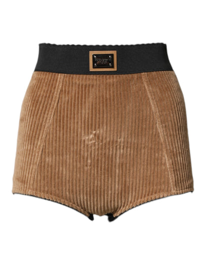 Dolce & Gabbana Pantalones cortos "Hot Pants" de algodón marrón de cintura alta