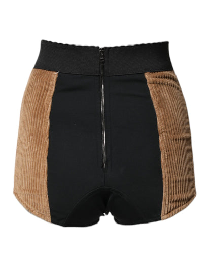 Dolce & Gabbana Pantalones cortos "Hot Pants" de algodón marrón de cintura alta