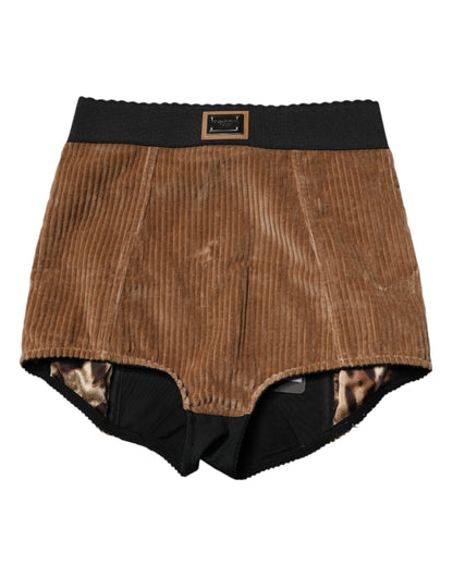 Dolce & Gabbana Pantalones cortos "Hot Pants" de algodón marrón de cintura alta